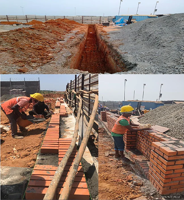 Red brick wall work