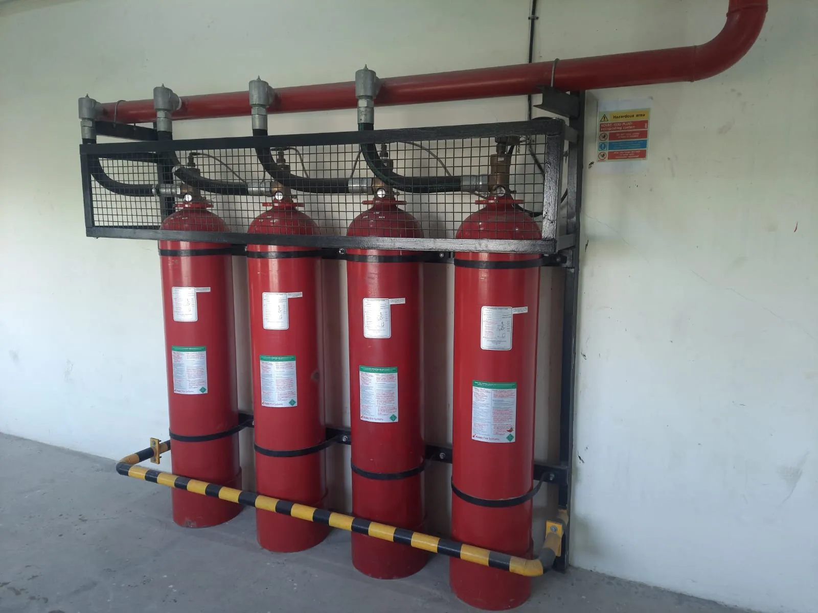Gas suppression cylinder bank